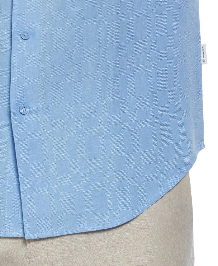Cubavera Linen Blend Plaid Dobby Shirt Placid Blue