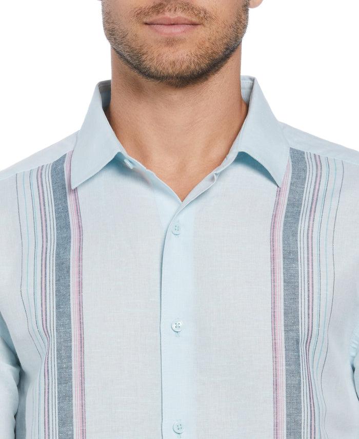 Cubavera Linen Blend Stripe Panel Shirt Blueglow