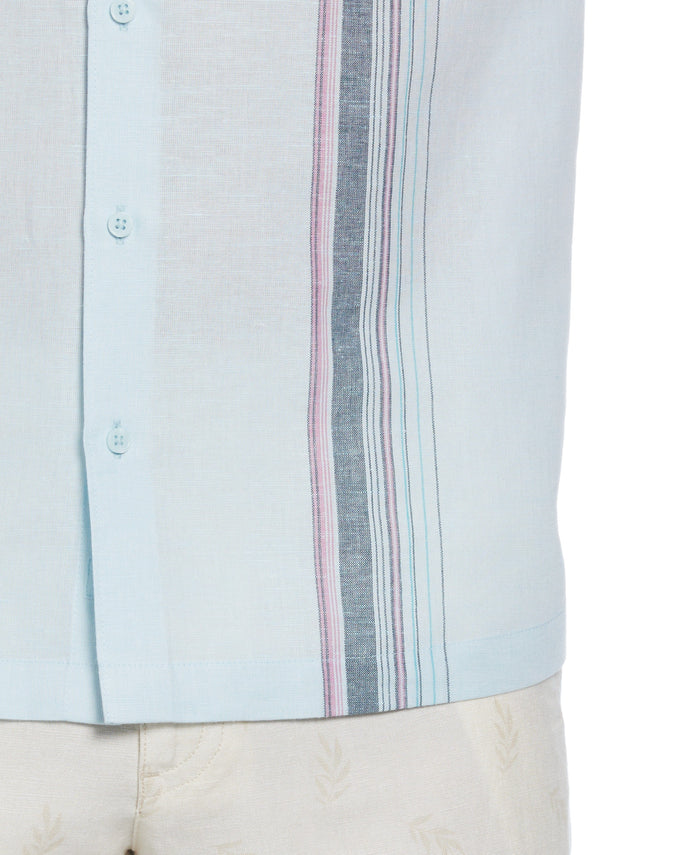 Cubavera Linen Blend Stripe Panel Shirt Blueglow