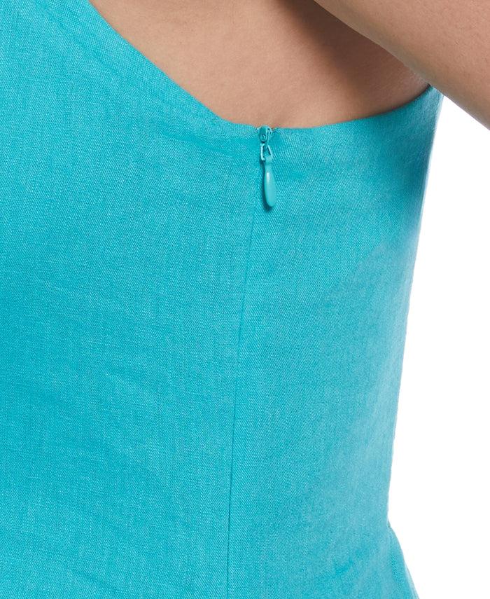 Cubavera Linen Blend Thin Strap Midi Dress Baltic