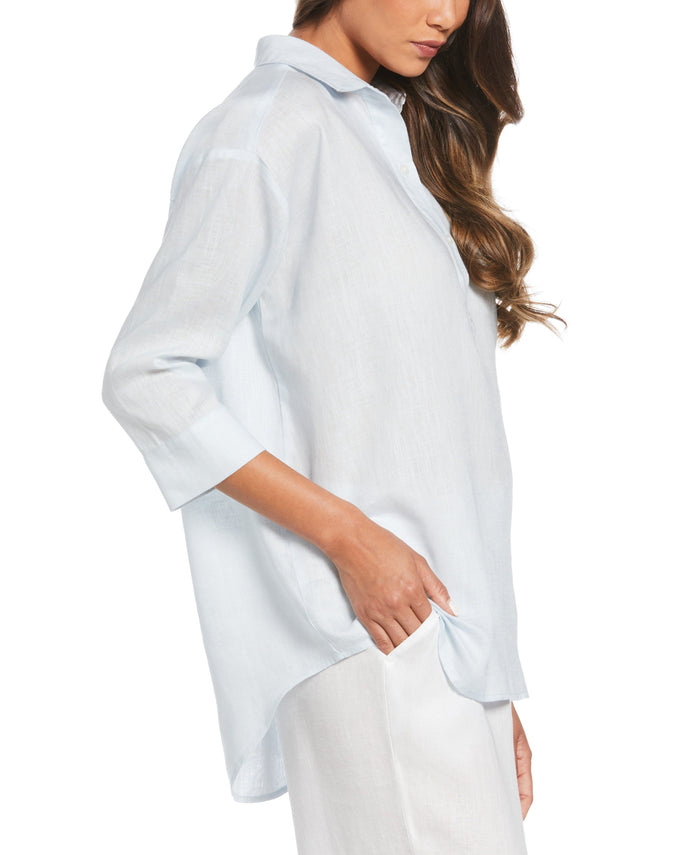 Cubavera Linen Popover Shirt Ballad Blue