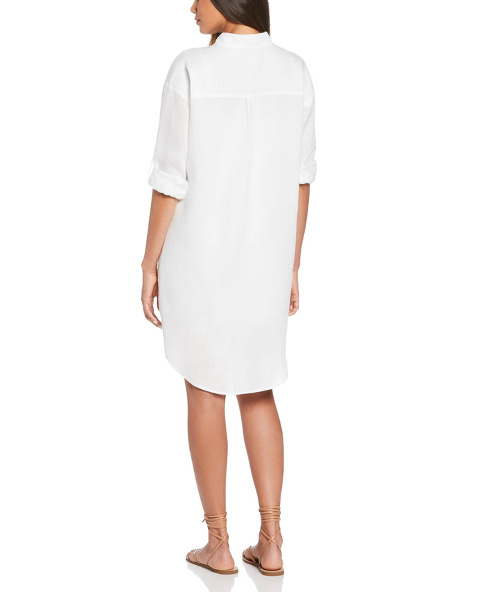 Cubavera Linen Shirt Dress White