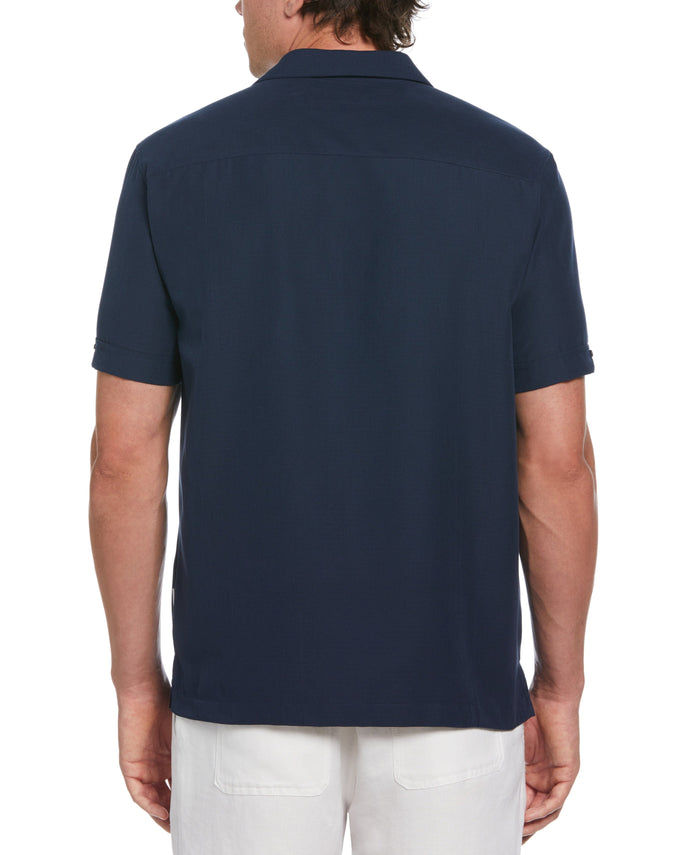 Cubavera Ombre Embroidered Panel Shirt Dress Blues