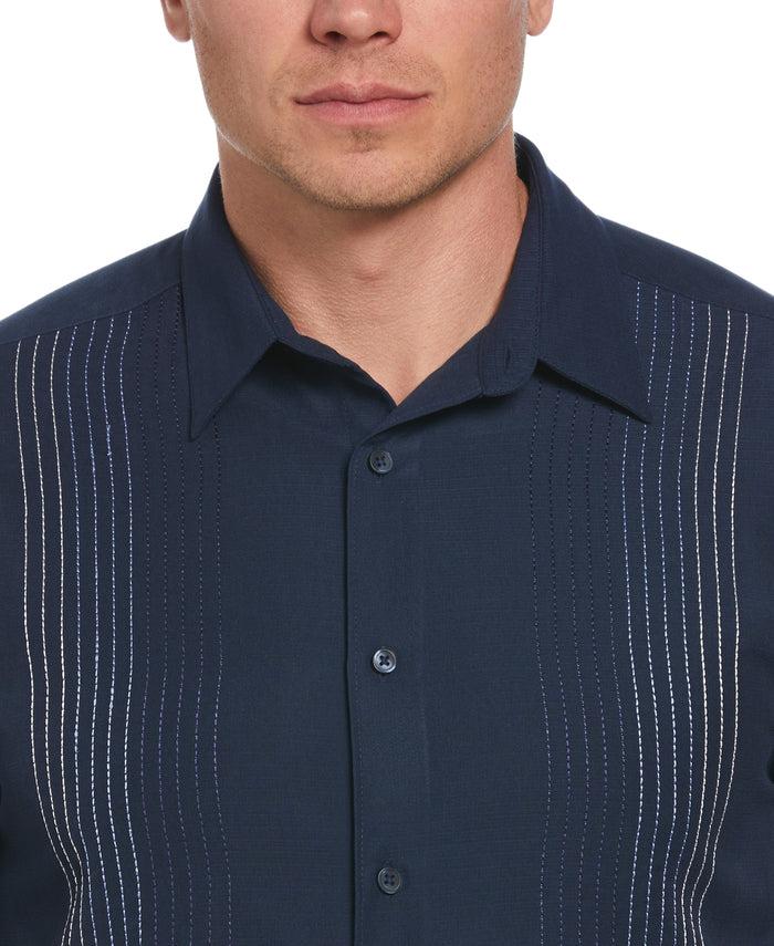 Cubavera Ombre Embroidered Panel Shirt Dress Blues