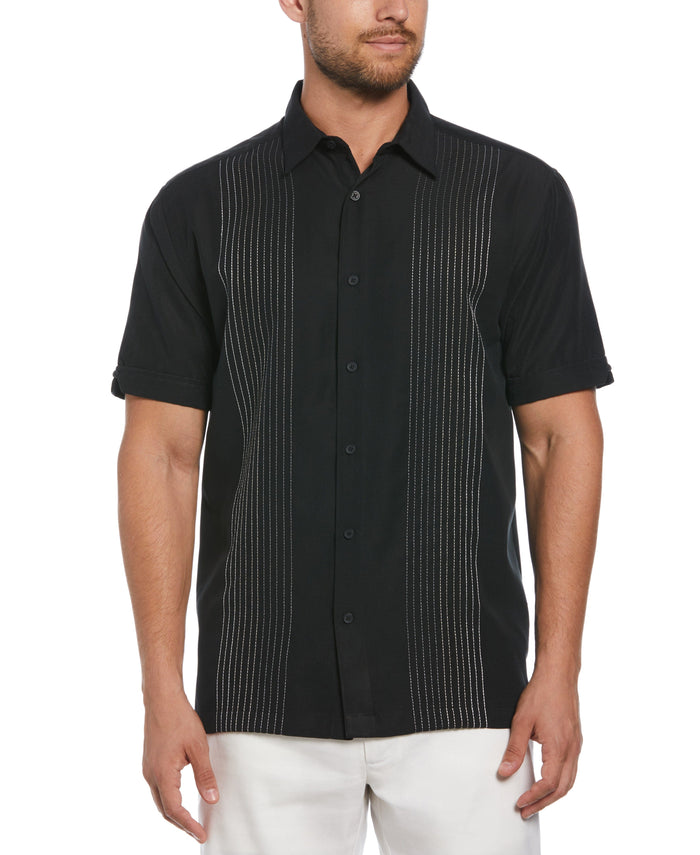 cubavera Ombre Embroidered Panel Shirt Jet Black