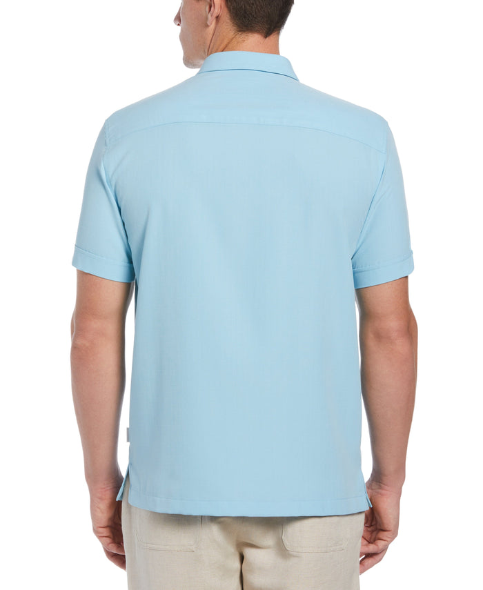 Cubavera Ombre Embroidered Panel Shirt Sky Blue