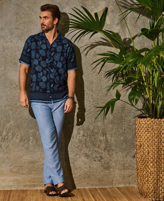 Cubavera Paisley Print Shirt Dress Blues