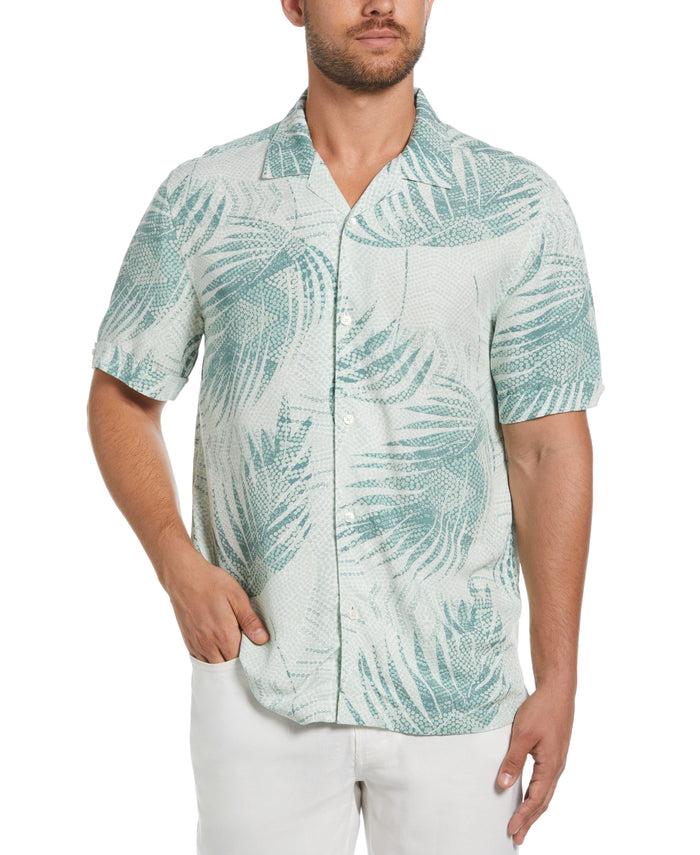 cubavera Palm Dotted Print Shirt Balsam Green