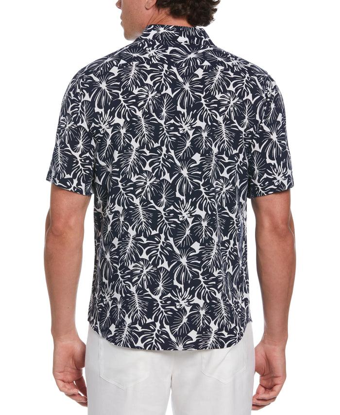 Cubavera Palm Leaf Print Shirt Navy Iris