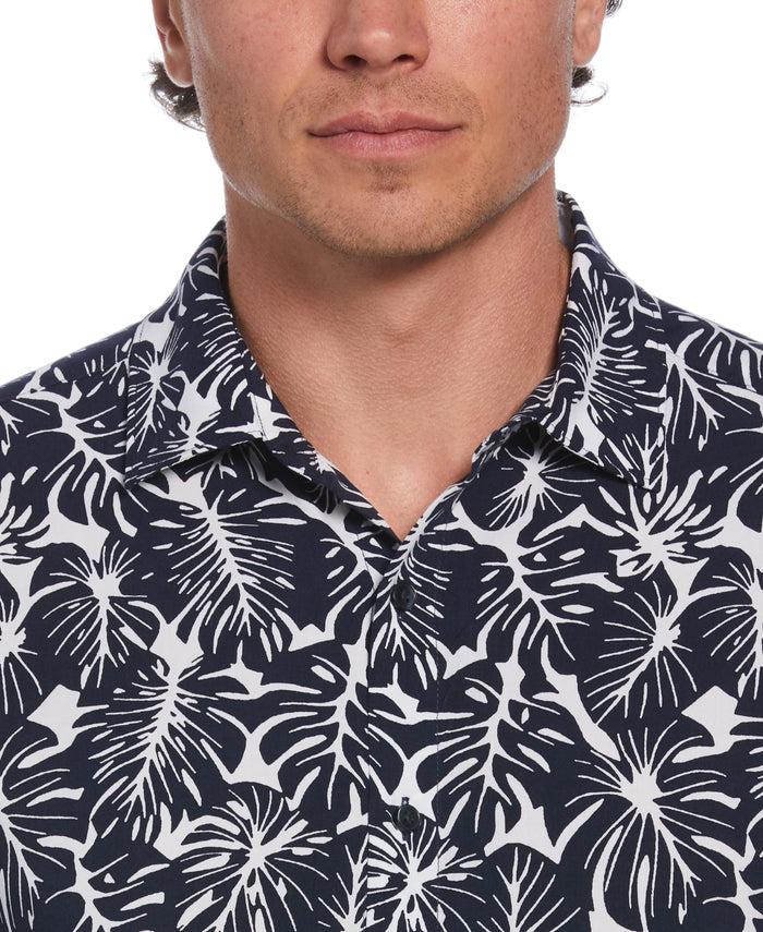 Cubavera Palm Leaf Print Shirt Navy Iris