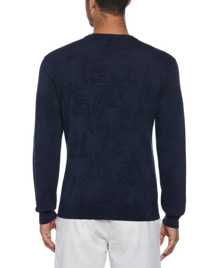 Cubavera Palm Print Jacquard Sweater Naval Academy