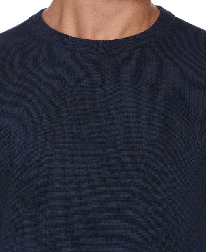 Cubavera Palm Print Jacquard Sweater Naval Academy