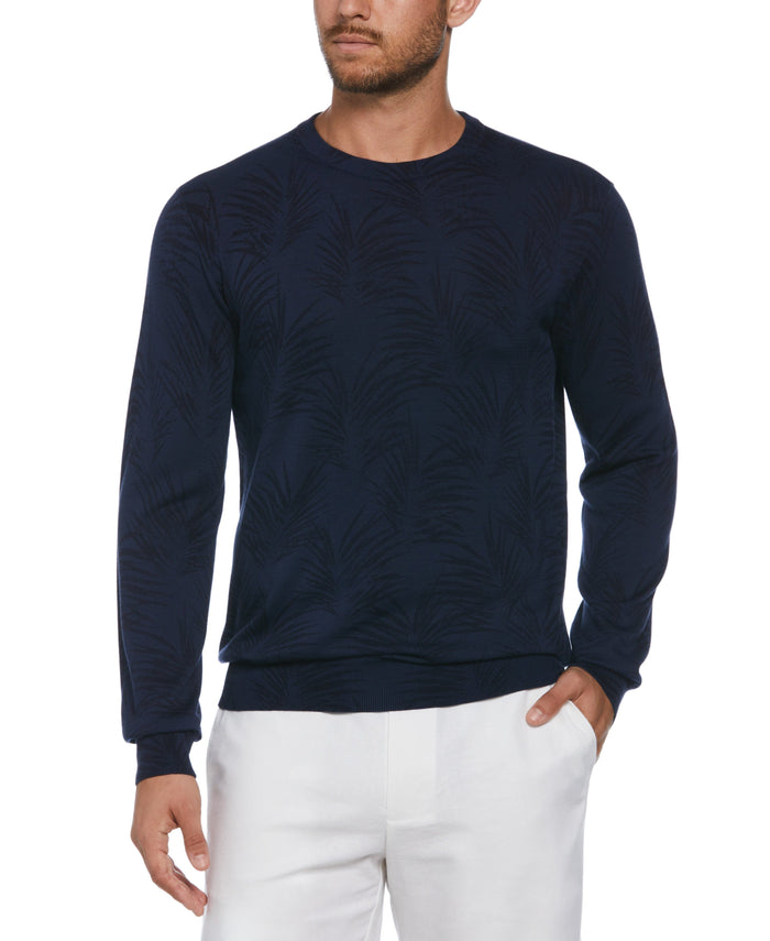cubavera Palm Print Jacquard Sweater Naval Academy