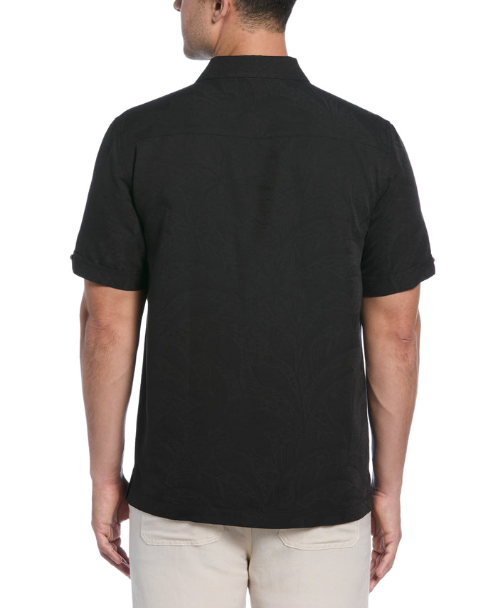 Cubavera Palm Print Shirt Jet Black