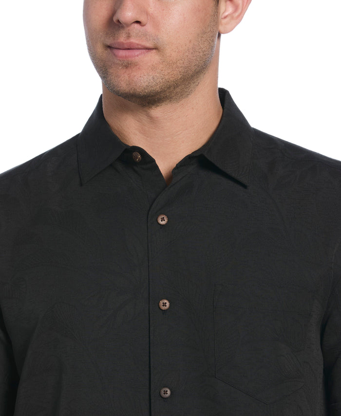Cubavera Palm Print Shirt Jet Black