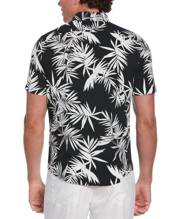 Cubavera Palm Print Shirt Jet Black
