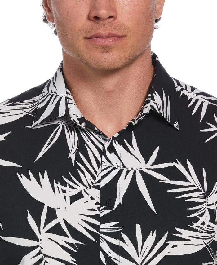 Cubavera Palm Print Shirt Jet Black