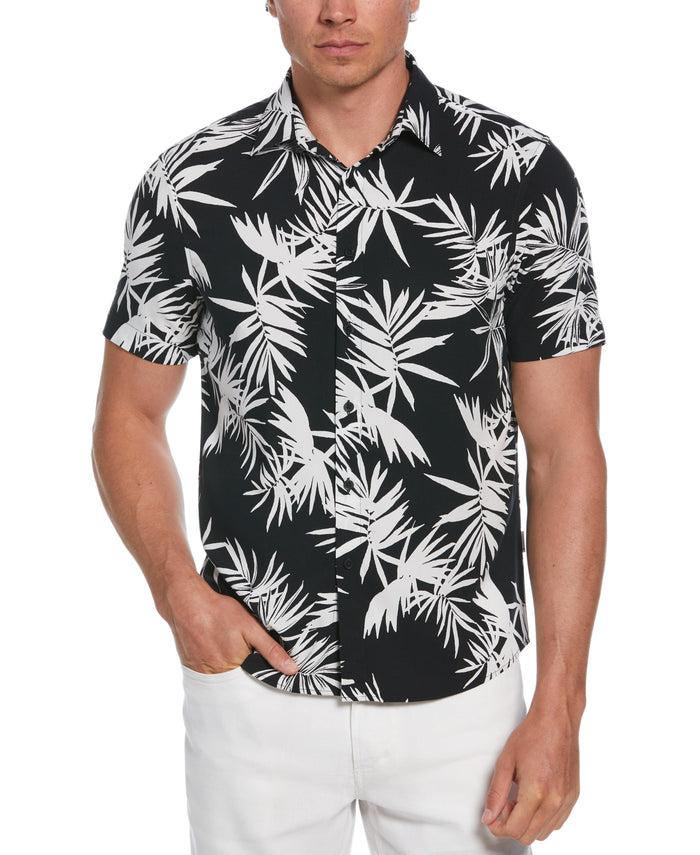 cubavera Palm Print Shirt Jet Black