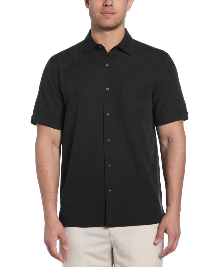 cubavera Palm Print Shirt Jet Black