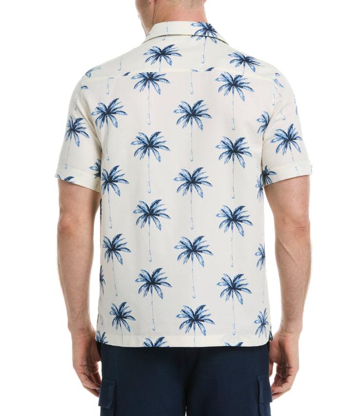 Cubavera Palm Tree Print Shirt Egret
