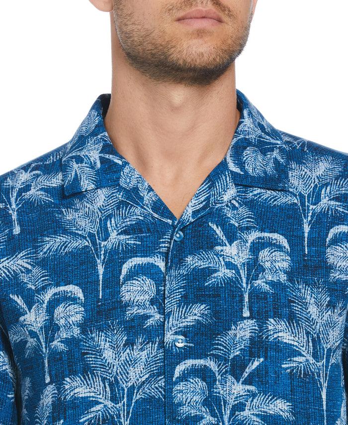 Cubavera Palm Tree Print Shirt Mykonos Blue