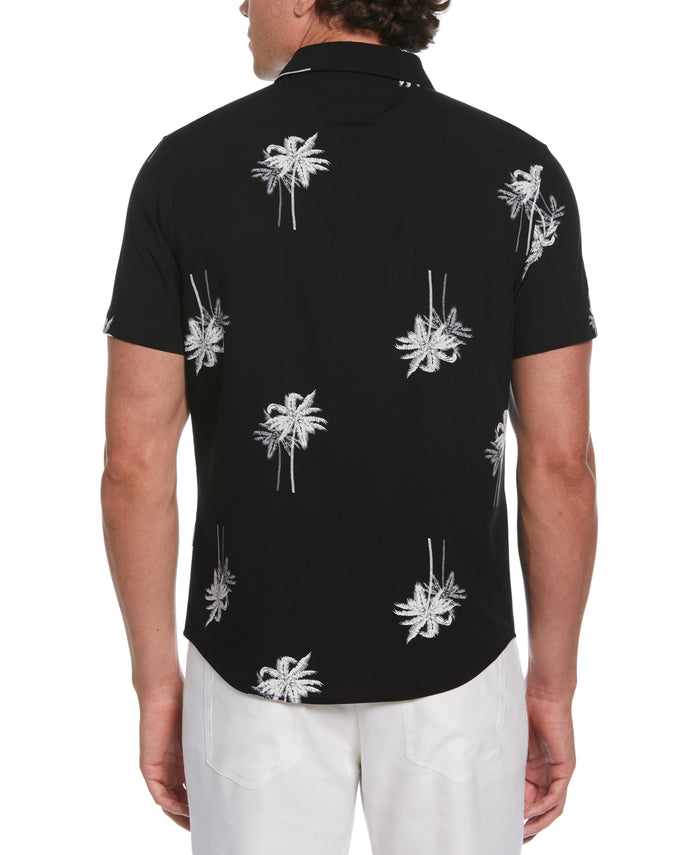 Cubavera Palms Print Shirt Jet Black
