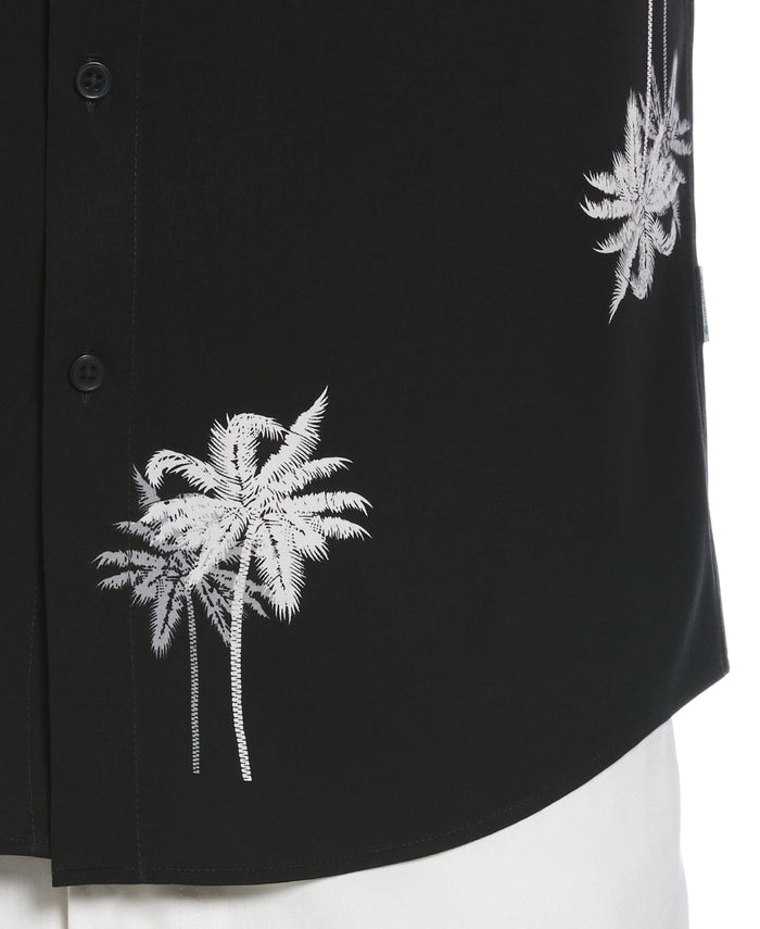 Cubavera Palms Print Shirt Jet Black