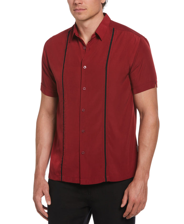 cubavera Panel Shirt - Contrast Stitching Biking Red