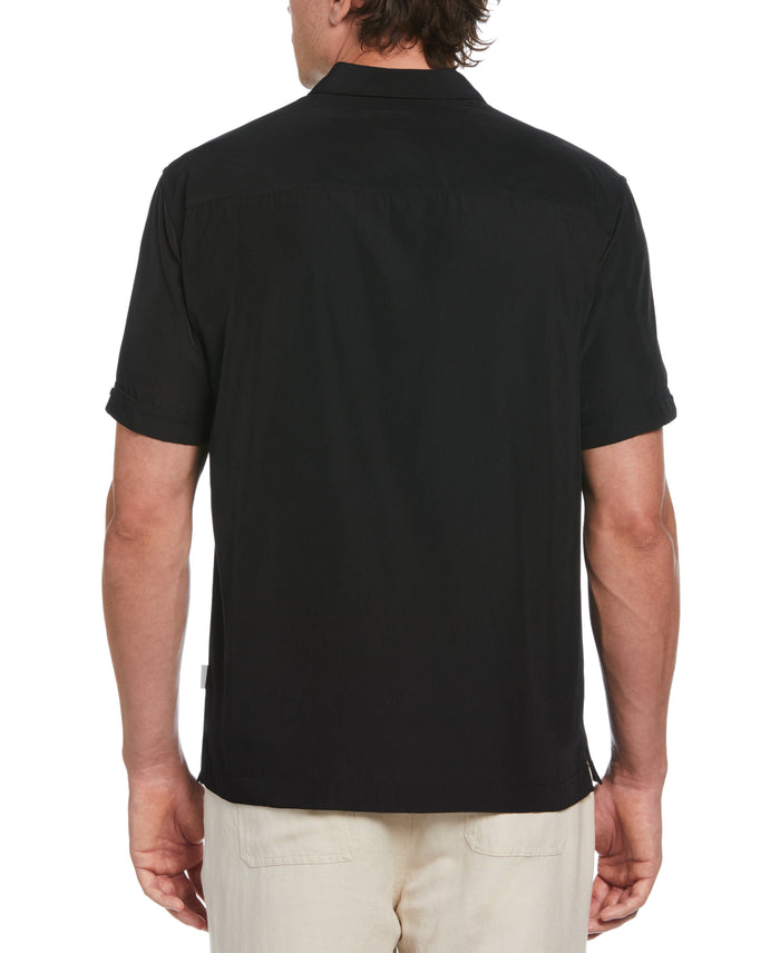 Cubavera Panel Shirt - Contrast Stitching Jet Black