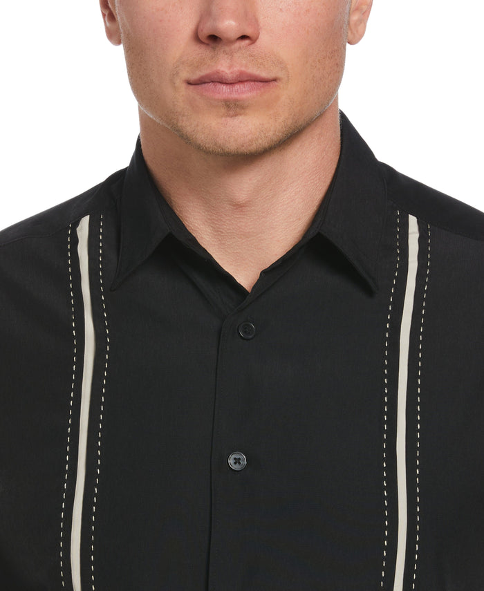 Cubavera Panel Shirt - Contrast Stitching Jet Black