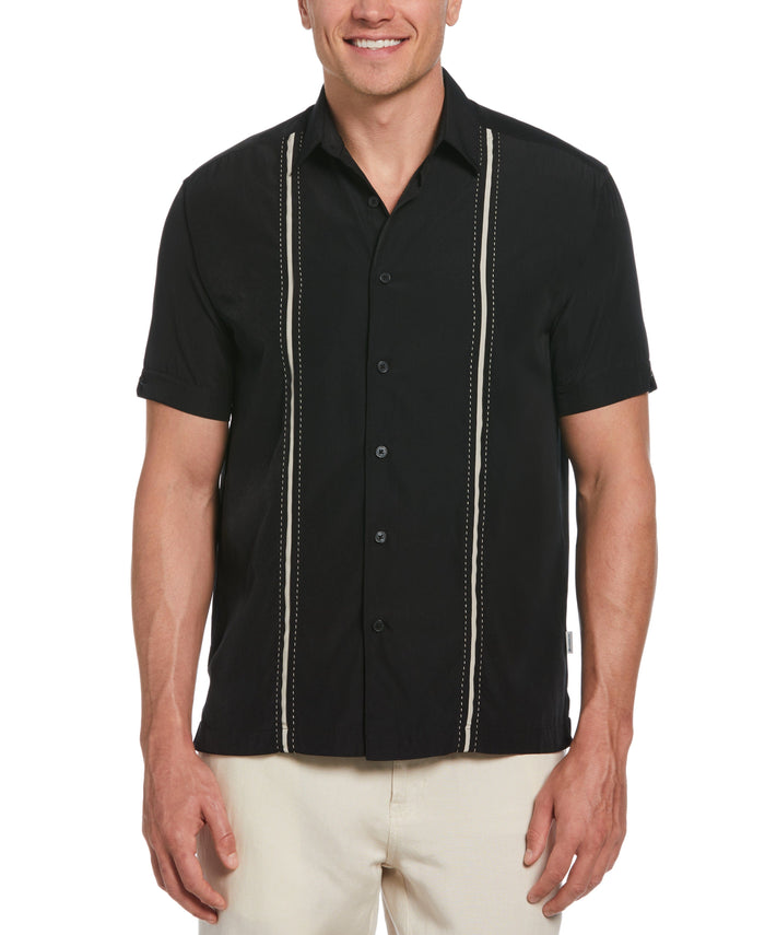 cubavera Panel Shirt - Contrast Stitching Jet Black