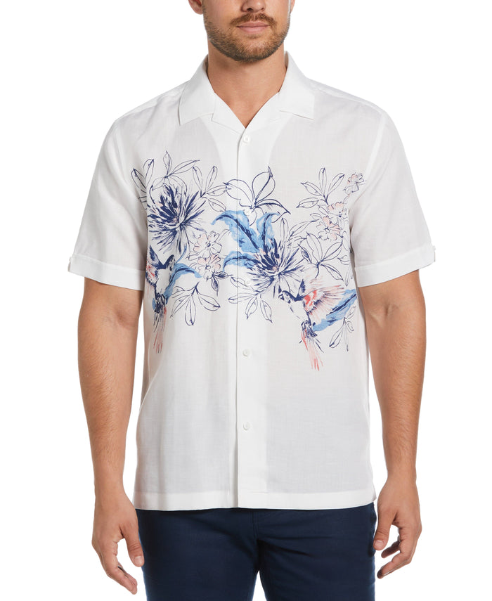 cubavera Parrot Chest Print Shirt Brilliant White