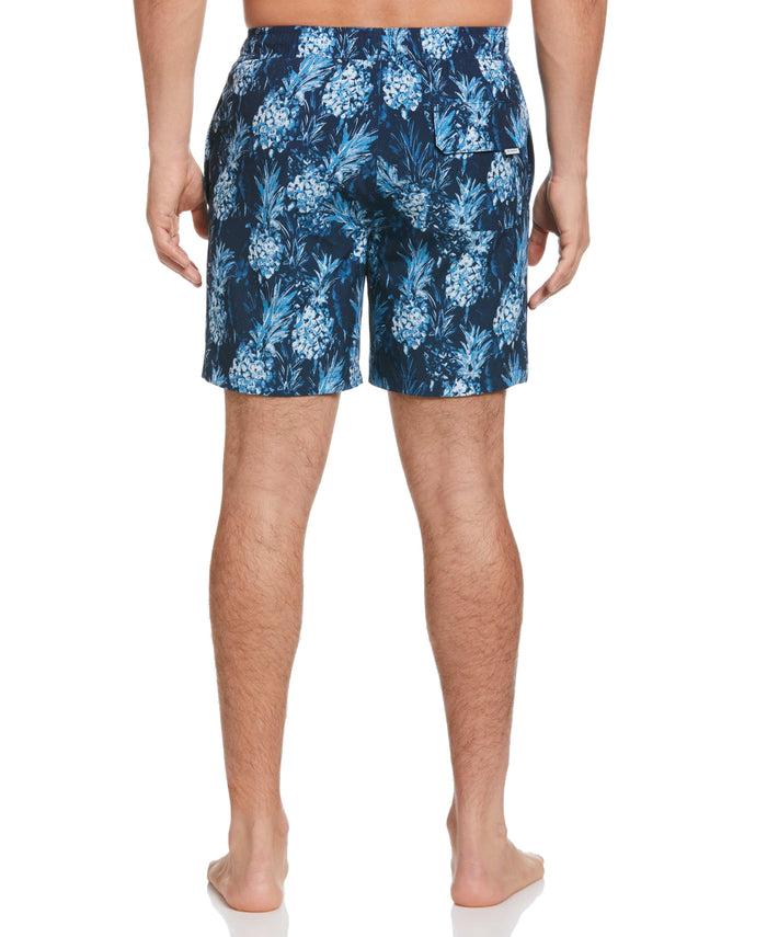 Cubavera Pineapple Print 7" Swim Trunks Dress Blues