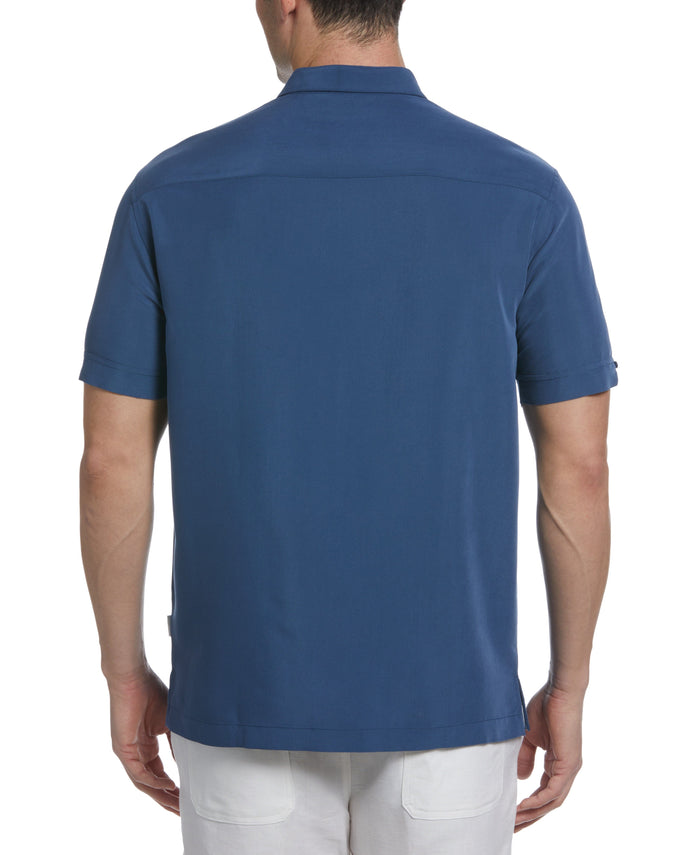 Cubavera Pintuck Geo Embroidery Shirt Dark Denim