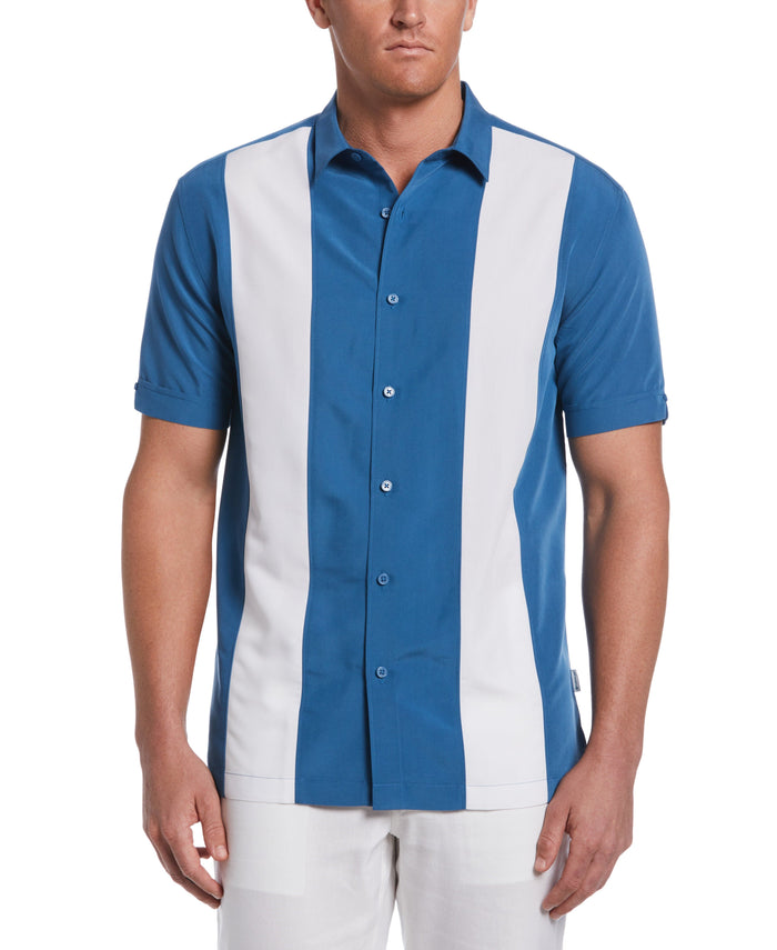 cubavera Print Retro Panel Shirt Dark Blue