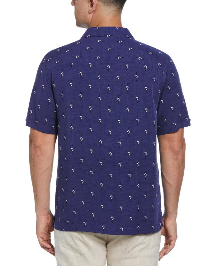 Cubavera Retro Geometric Print Shirt Skipper Blue