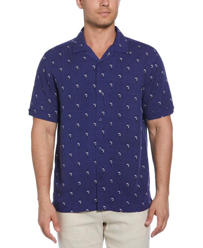 cubavera Retro Geometric Print Shirt Skipper Blue