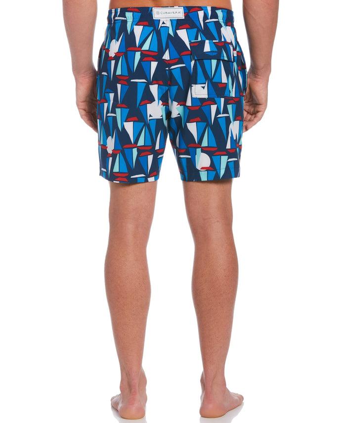 Cubavera Sail Away Print Swim Trunks Insignia Blue