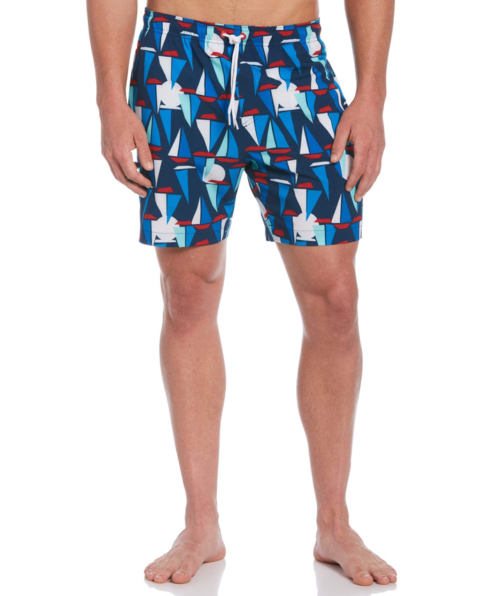 cubavera Sail Away Print Swim Trunks Insignia Blue