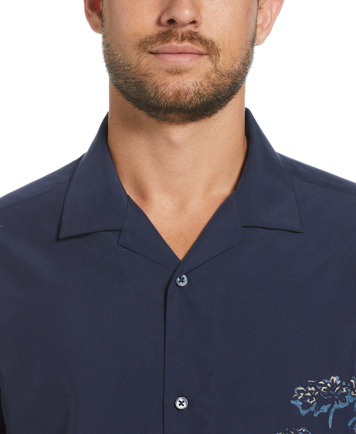 Cubavera Scenic Placement Print Shirt Navy Iris