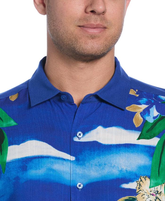 Cubavera Scenic Print Shirt Dress Blues