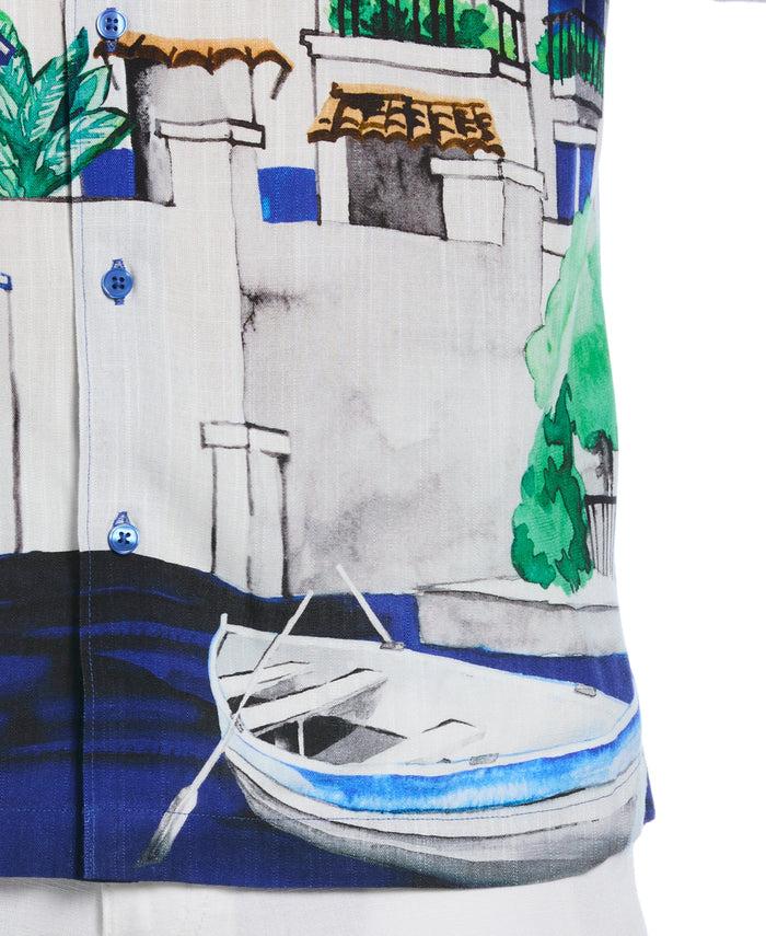 Cubavera Scenic Print Shirt Dress Blues