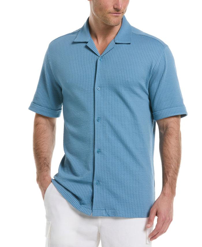 cubavera Seersucker Knit Shirt Blue Heaven