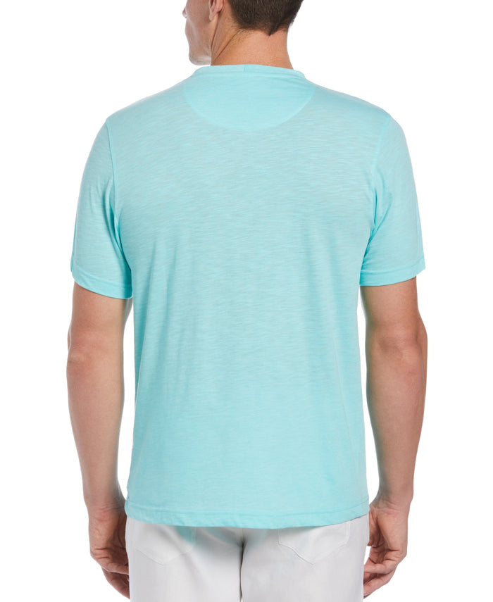 Cubavera Slub V-Neck Tee Aruba Blue