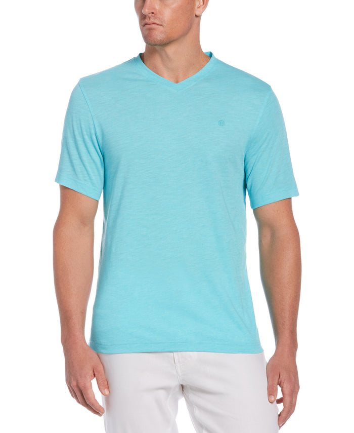 cubavera Slub V-Neck Tee Blue Radiance