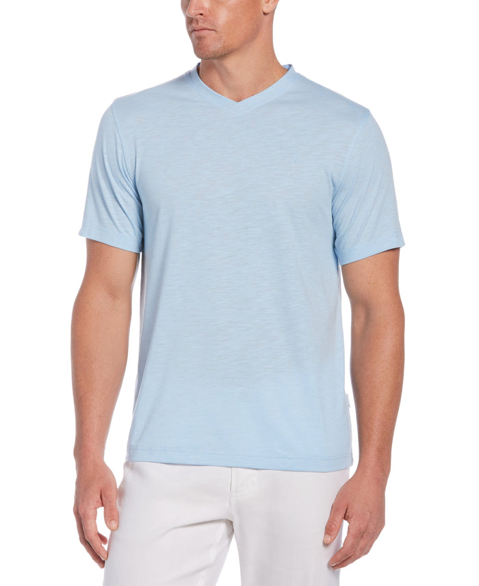Cubavera Slub V-Neck Tee Cerulean