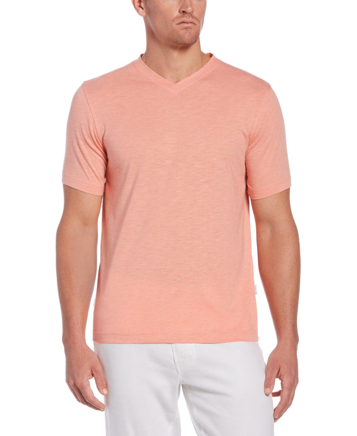Cubavera Slub V-Neck Tee Coral Haze