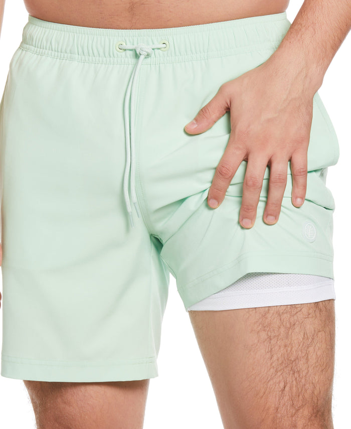 Cubavera Solid 7" Swim Trunks Pastel Green