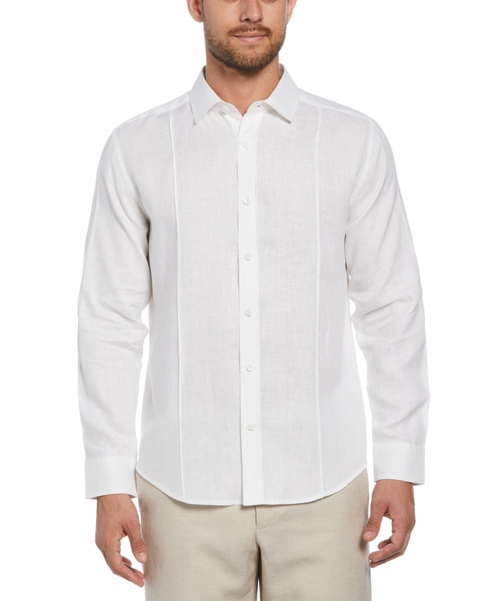 cubavera Solid Linen Sport Shirt Bright White