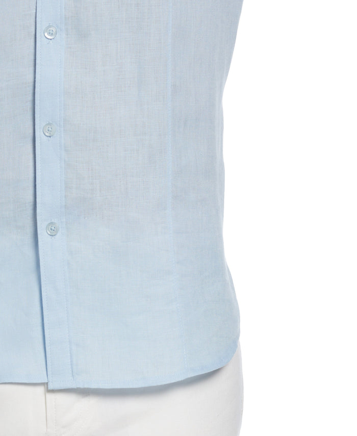 Cubavera Solid Linen Sport Shirt Cashmere Blue